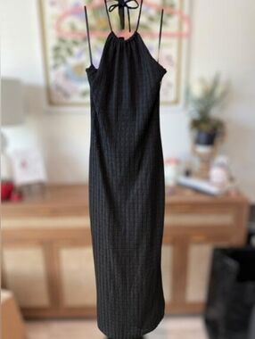 Jessica Simpson Black Halter Midi Dress